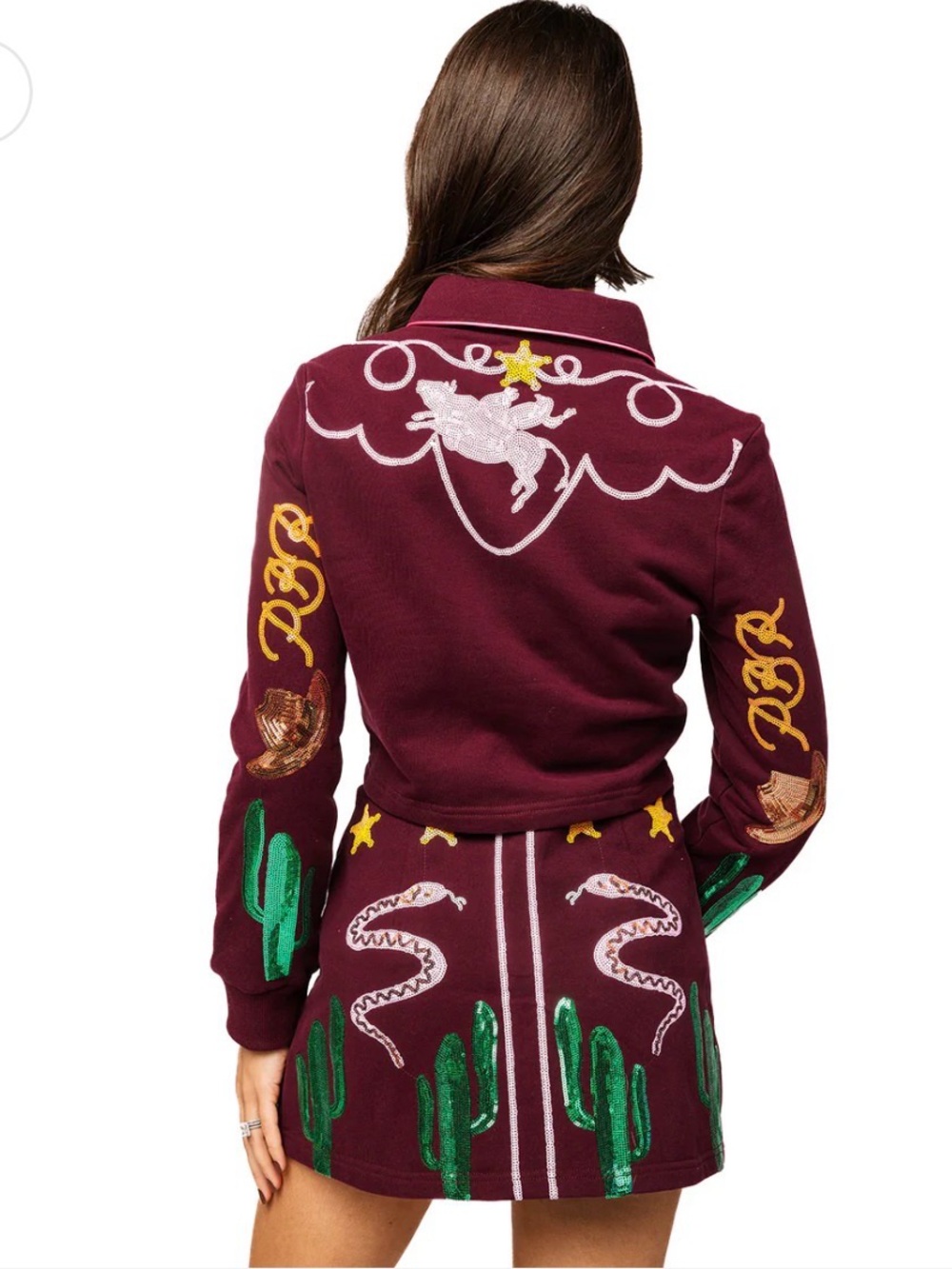 NWT PBR x Queen of Sparkles Long Sleeve Icon Top Maroon Size Small - Picture 2 of 4